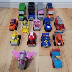 Paw Patrol vehicles (about the size of Hot Wheels)
